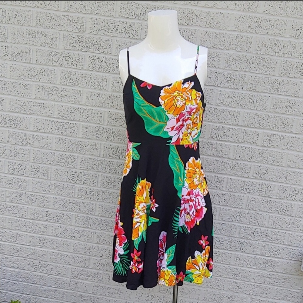 Old Navy Black and Floral Mini Dress